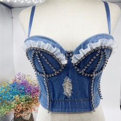 Lace And Bead Embellished Bra Push Up Lace Bustier