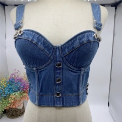 Women Denim Crop Tops Bustier Fashion Style Push Up Bra