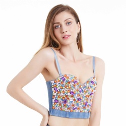 Boutique Urban Colorful Denim Bustier Cropped Womens Sexy Bra