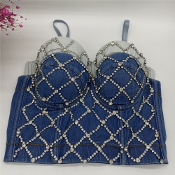 Fashionable Ladies Latest Design Sexy Denim Beading Bra